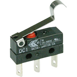 ZF DC1C-L1SC Microswitch SPDT 6A 250V AC, Medium Sim Roller, Q.C., IP67