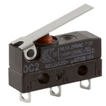 ZF DC2C-A1LB Microswitch SPDT 10A 250V AC, Short Lever, Solder, IP67