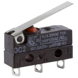 ZF DC2C-A1LC Microswitch SPDT 10A 250V AC, Medium Lever, Solder, IP67