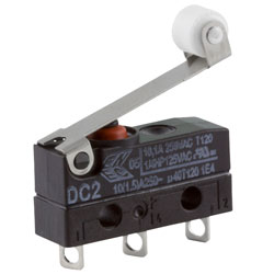ZF DC2C-A1RC Microswitch SPDT 10A 250V AC, Medium Roller, Solder, IP67