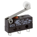 ZF DC3C-A1RB Microswitch SPDT 0.1A 250V AC, Short Roller, Solder, IP67