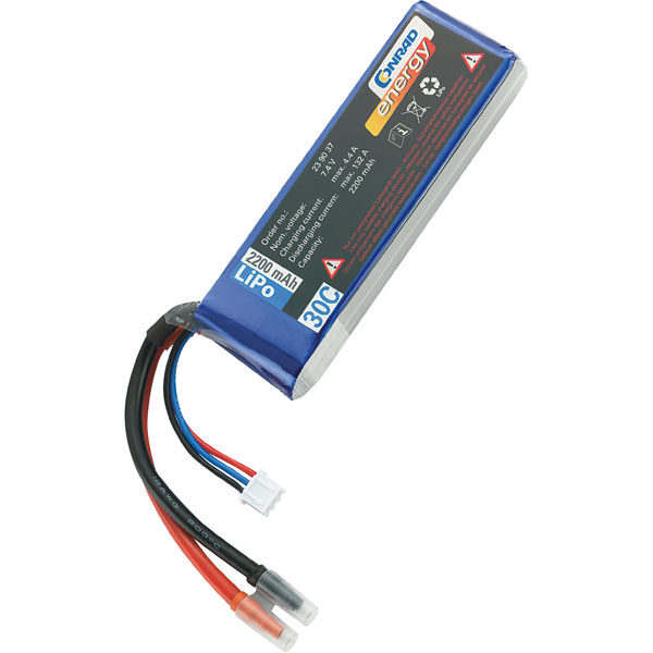 Conrad energy Pack de Batterie (LiIon) 7.4 V 3000 mAh Nombre de cellules: 2 15 C hardcase système denfichage en T