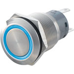 Tru Components LAS1-AGQ-11E Blue 19mm IP67 Vandal Resistant SPST On-On Blue LED