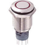Zip Switch LAS2GQF-22ZE/R/12V/N/P 16mm IP67 Vandal Switch DPDT On-On Red LED