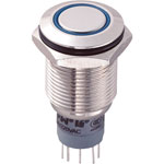 Zip Switch LAS2GQF-22ZE/B/12V/N/P 16mm IP67 Vandal Switch DPDT On-On Blue LED