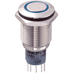 Zip Switch LAS2GQF-11ZE/B/12V/N/P 16mm IP67 Vandal Resist Switch SPDT Blue LED