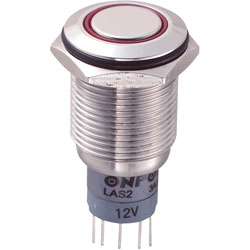 Zip Switch LAS2GQF-11ZE/R/12V/S/P 16mm IP67 Vandal Resistant Switch SPST On-On R