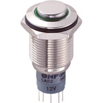 LAS2GQH-11E/G/12V/N/P 16mm IP67 Vandal Resistant Switch SPST, On-On, Green LED