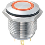 GQ16F-10E/J/R/12V 16mm IP65 Vandal Resistant Switch SPST, Off-On, Red LED