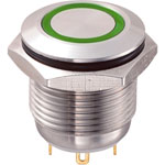 GQ16F-10E/J/G/12V 16mm IP65 Vandal Resistant Switch SPST, Off-On, Green LED