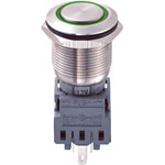 LAS1-BGQ-11E/G/12V 19mm IP67 Vandal Resistant Switch SPST, Off-On, Green LED