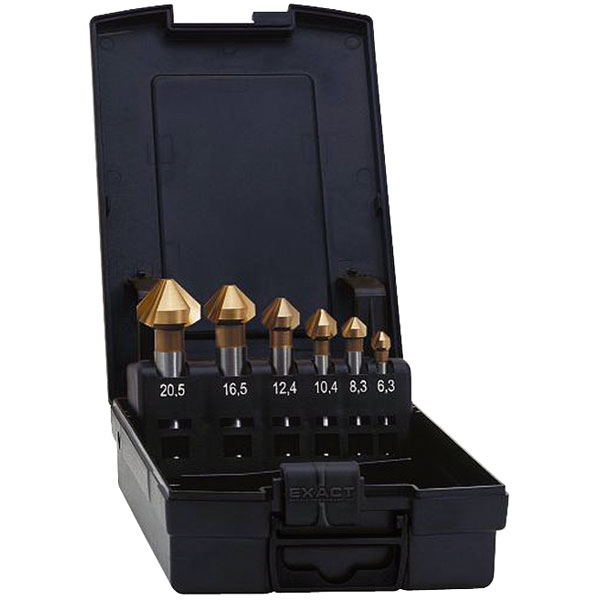 Exact 05568 HSS TiN Countersink 90° DIN 335 C 6.3-25.0mm Set Of 5