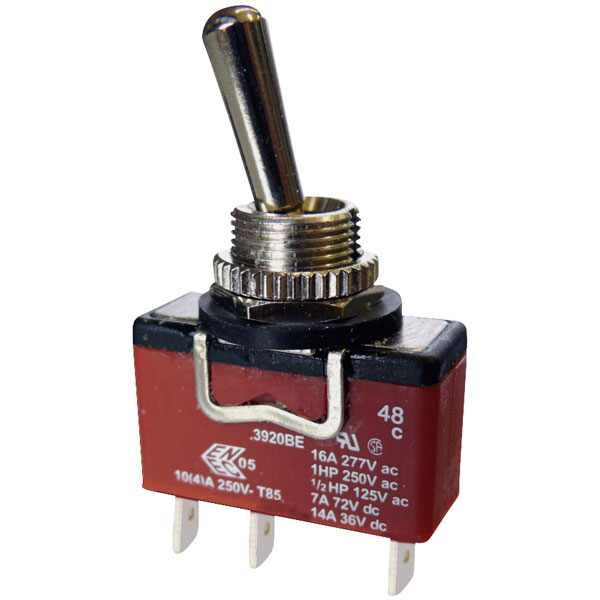  C3922BEAAA Toggle Switch SPDT Momentary On-Off-On 250V AC 10A