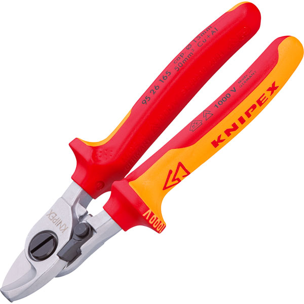 KNIPEX 95 21 165 Cable Shears with opening spring plastic coated 165 mm