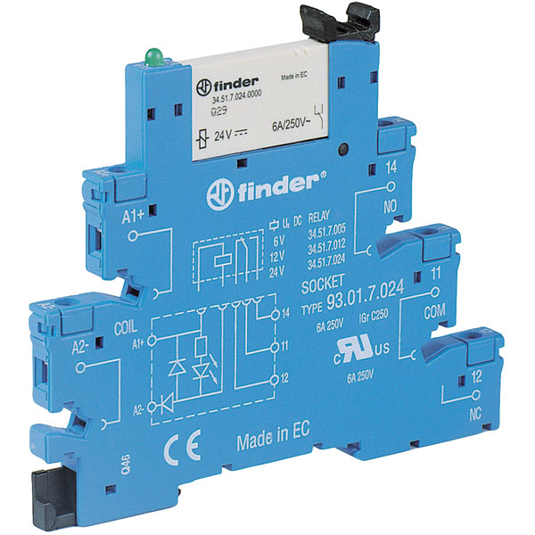 Finder 38.51.0.012.5060 Interface Relay Module 12VAC/DC 6A SPCO Sc...