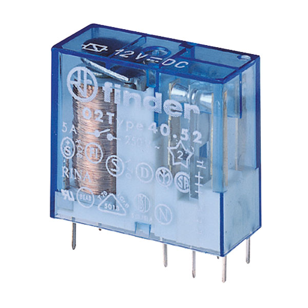 Finder 40.52.8.024.5000 PCB Mount Relay 24VAC 8A DPDT (AgNi + Au)