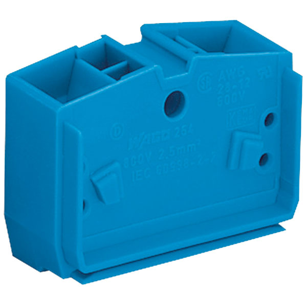 WAGO 264-354 4 Conductor 24A Centre Terminal Block Fixing Flange Blue