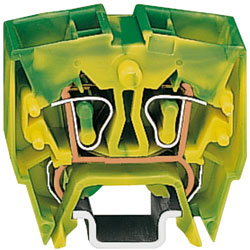 WAGO 264-727 4 Conductor 24A Miniature Through Terminal Block Green-yellow