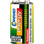 Conrad Energy Rechargeable PP3 Battery x1 NiMH 200mAh 8.4V