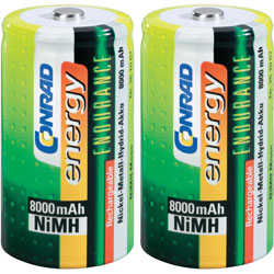 Conrad Energy Rechargeable D Battery x2 NiMH 8000mAh 1.2V