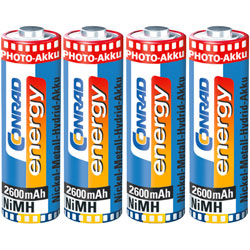 Conrad Energy AKKU AA 2600 Rechargeable AA Battery x4 NiMH 2600 mAh 1.2V