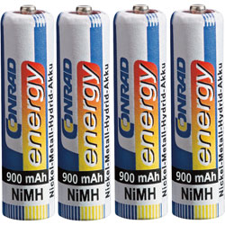 Conrad Energy AAA Rechargeable Battery x4 NiMH 900 mAh 1.2V