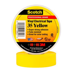 3M™ 80611211592 Scotch 35 Weatherproof Adhesive PVC Tape Yellow 19mm x 20m