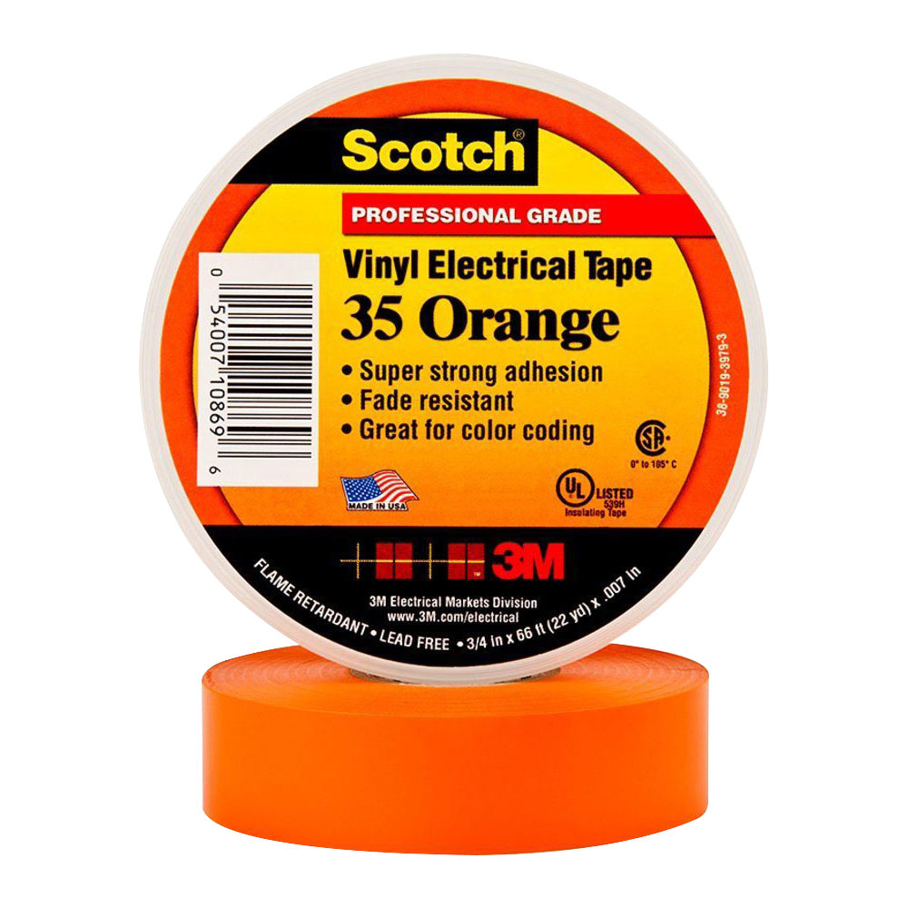 3M™ 80611211600 Scotch 35 Weatherproof Adhesive PVC Tape Orange
