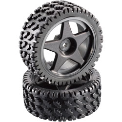 Reely Buggy Wheels 5-Spoke-Rims and Dirt Track Tyres Set of 2