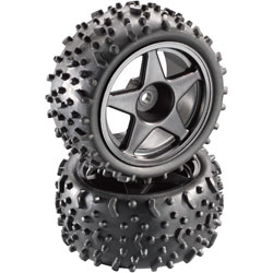 Reely 1:10 Buggy Wheels Black Rims and Off-Road Tyres Set of 2
