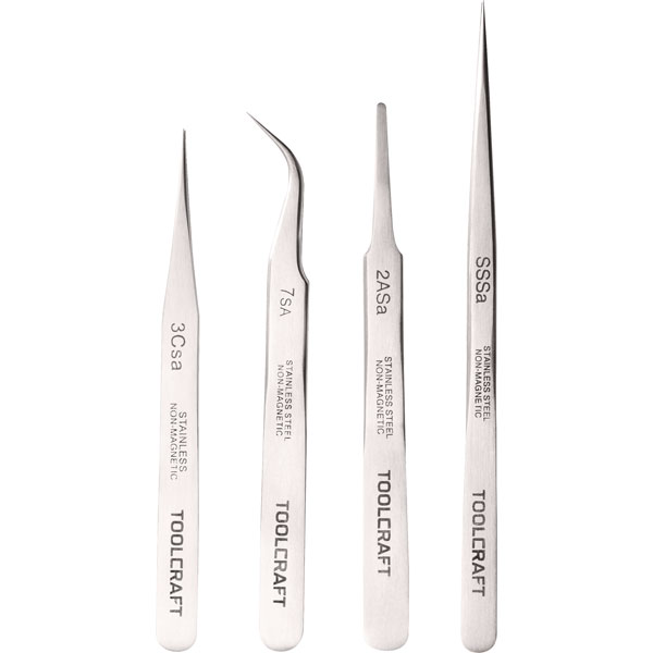 Toolcraft 816747 Stainless Steel Tweezers Sssa 2asa 7sa 3csa Set Of 4 