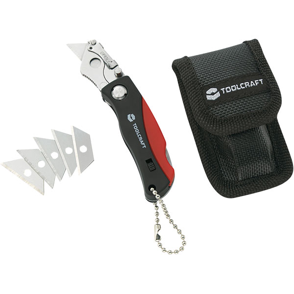 Toolcraft 825989 Utility Knife In Pouch With 5 Blades