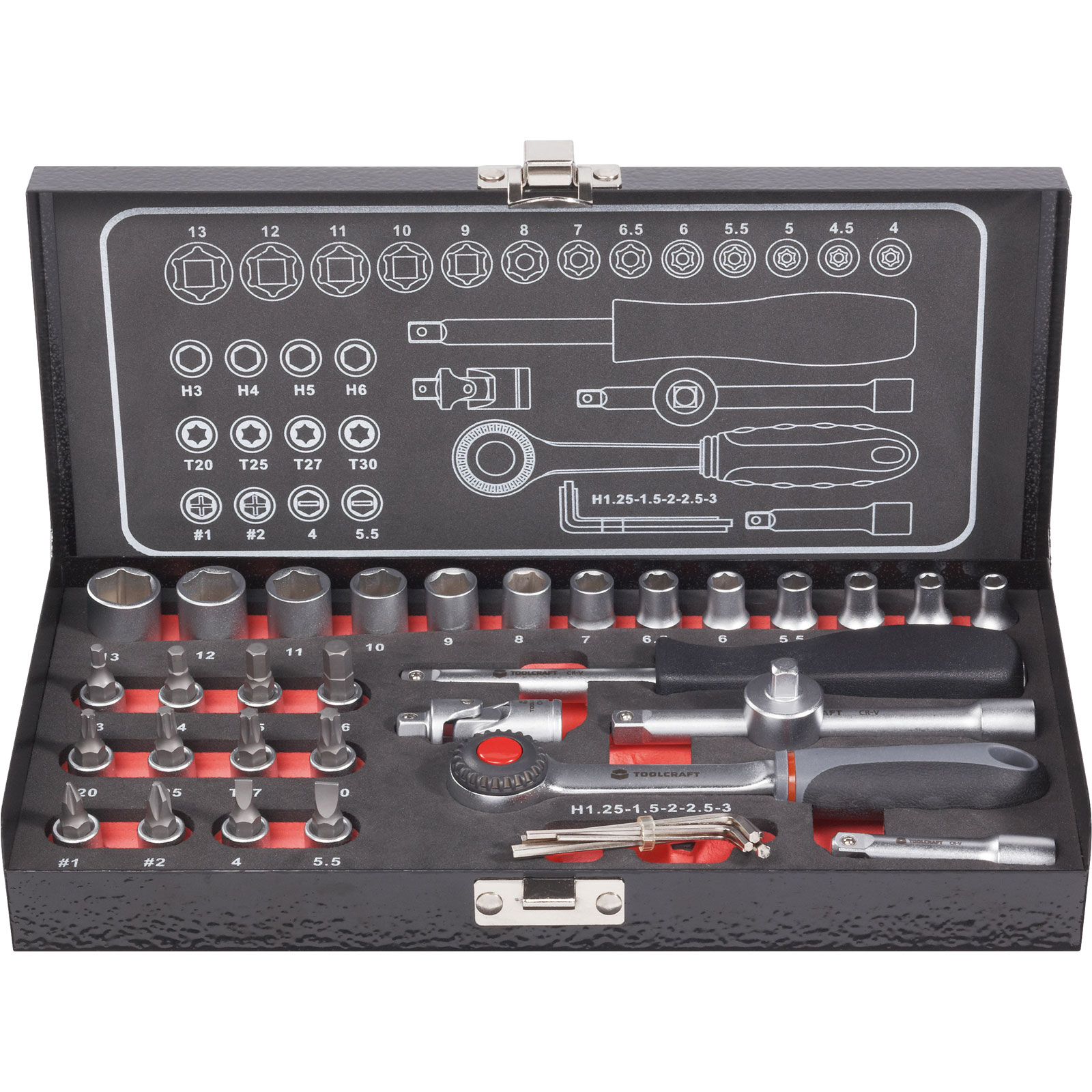 Toolcraft 826363 Socket Wrench Inserts 6.3mm (1/4") 36 Piece Rapid Online