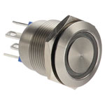 Bulgin MPI002/28/BL Anti-vandal Switch SPST 24V DC 50mA Blue Ring IP66