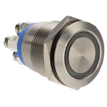 Bulgin MPI002/TERM/BL Anti-vandal Switch SPST 24V DC 50mA Blue Ring
