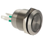 Bulgin MPI002/28/GN Anti-vandal Switch SPST 24V DC 50mA Green Ring IP66