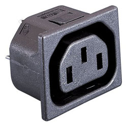 Bulgin PX0695/10/63 IEC Socket Panel Mount 1mm Snap Fit 250V 10A 6.3mm