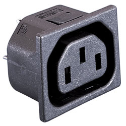 Bulgin PX0695/15/63 IEC Socket Panel Mount 1.5mm Snap Fit 250V 10A 6.3mm