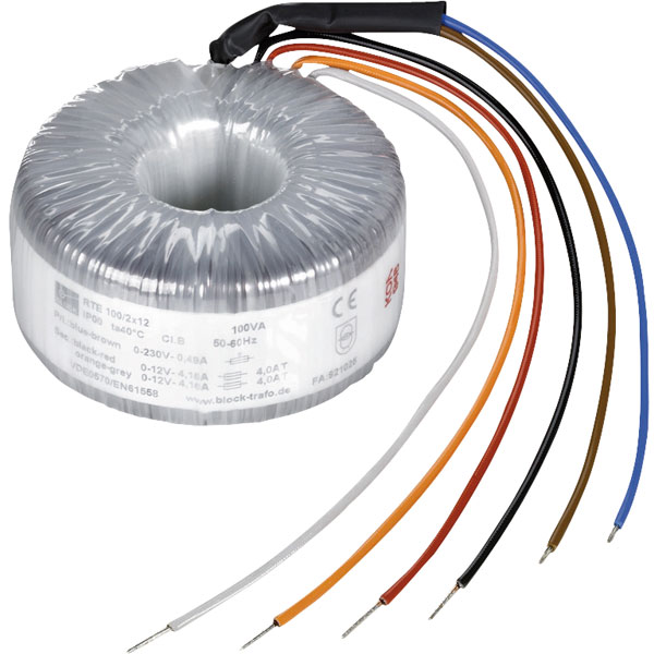 Block RTE 200/2x18 200 VA toroidal isolation transformer 230 V to 2 x ...