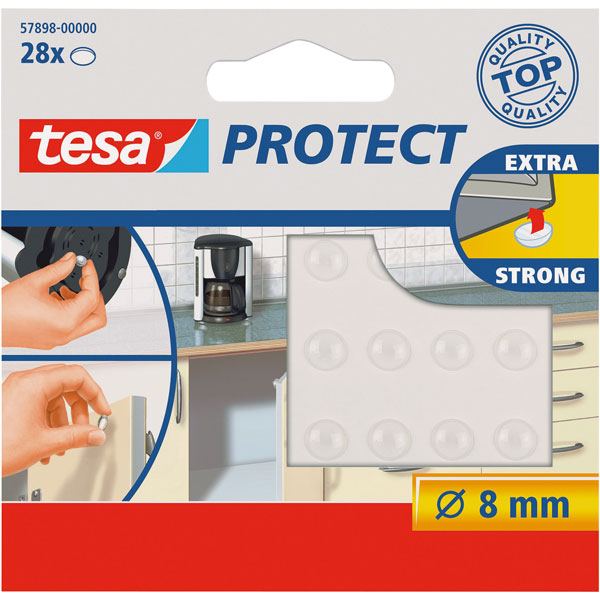 tesa® 57898 Protect Extra Strong Transparent Rubber Feet 8mm Pack ...