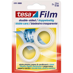 tesa® 57911 Film Double Sided Adhesive Tape Transparent 12mm x 7.5m Pack Of 2