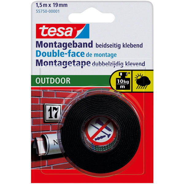 tesa Powerbond Foam Double Sided Mounting Tape for Outdoors Use 1.5 m x 19 mm 