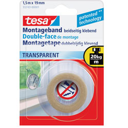 tesa® 55743 Double Sided Tape Transparent 19mm x 1.5m