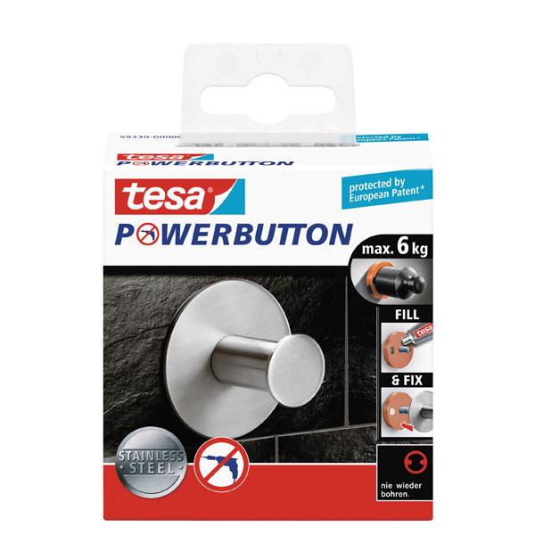 tesa® 59330 Power Button Stainless Steel (Ø x D) 50mm x 31mm