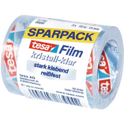tesafilm® 57790 Crystal Clear Adhesive Tape 15mm x 10m Pack Of 3
