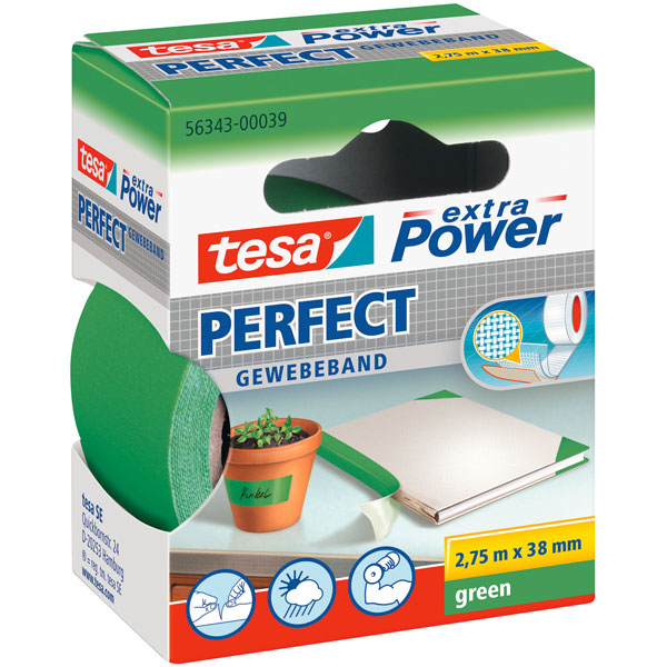 tesa® 56343 Extra Power Fabric Tape - Green - 38mm x 2.75m