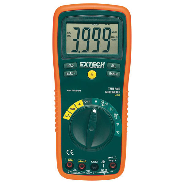 Extech EX430 Digital Multimeter 4000 Counts CATIII 600V | Rapid Online