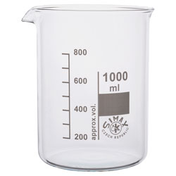 Simax Low Form Beakers 1 Litre Pack 10