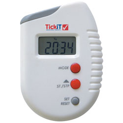 TickIt Pulse Meter - 12/24 Hour Clock Format - 99m 59s Count Up Stop Watch