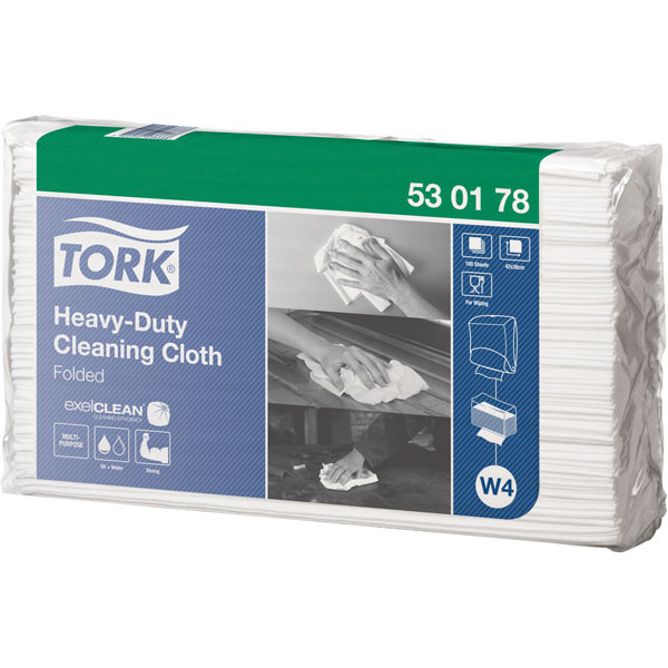 W4 System 5 Bags Of 100 Wipes Tork 530178 Heavy-Duty Cleaning Cloth Folded 